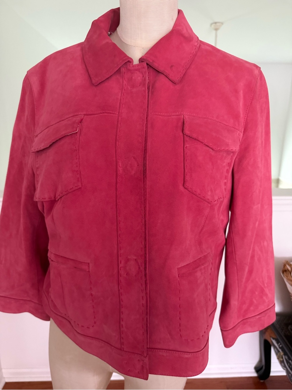Elie Tahari Pink Suede Leather Jacket